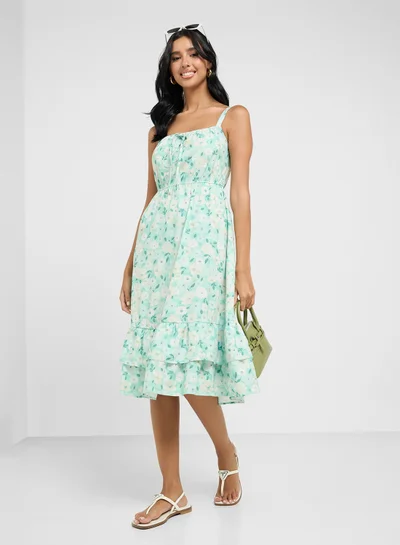 Ginger Floral Tiered Midi Dress