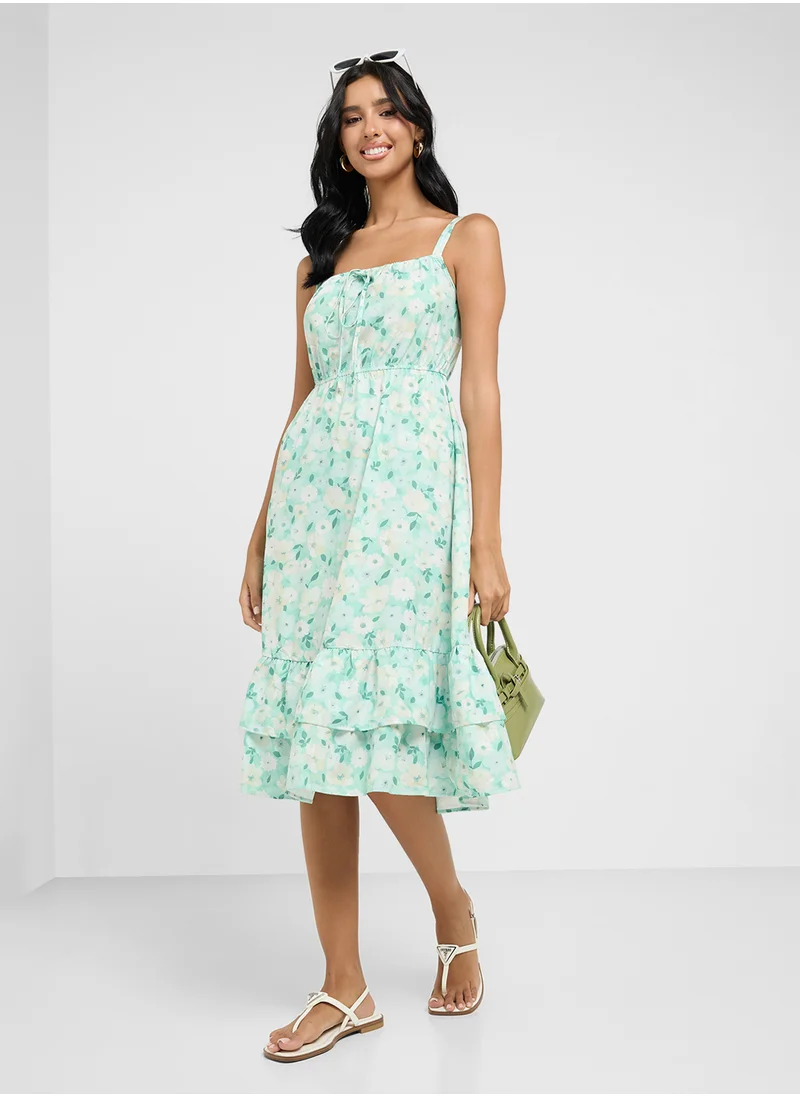 Ginger Square Neck Floral Sun Dress