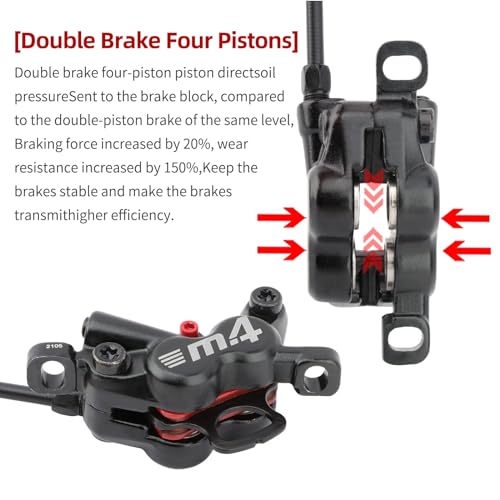 MEROCA M4 4-Piston Mountain Bike Hydraulic Disc Brakes Left Front 800mm Right Rear 1400mm Hydraulic Brake Ebike Hydraulic Brakes Bike Disc Brake - Image 3