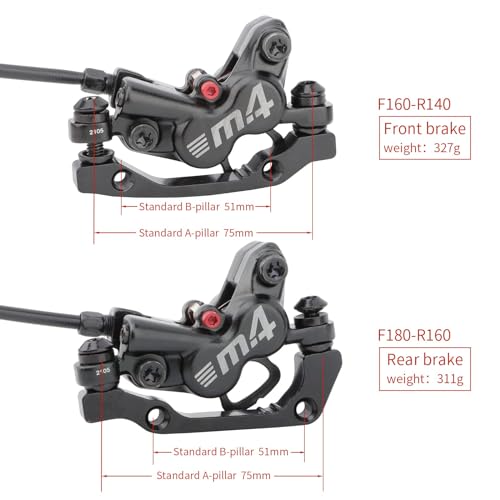 MEROCA M4 4-Piston Mountain Bike Hydraulic Disc Brakes Left Front 800mm Right Rear 1400mm Hydraulic Brake Ebike Hydraulic Brakes Bike Disc Brake - Image 4