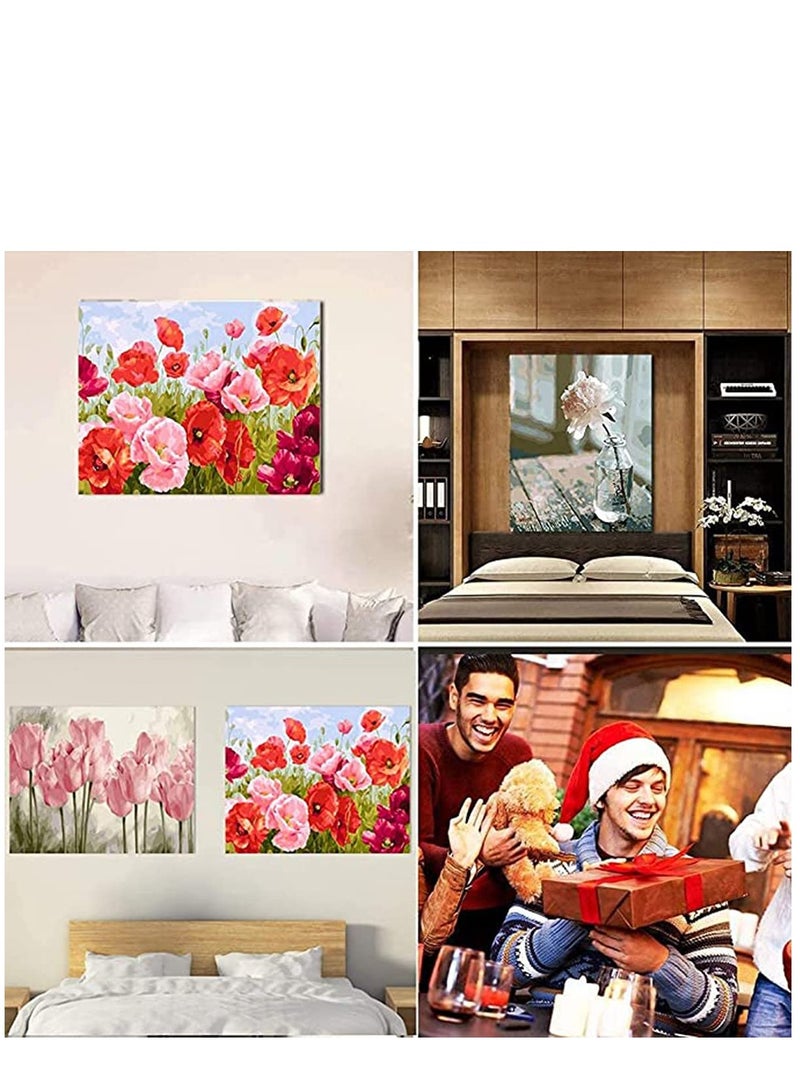 KASTWAVE طقم رسم بالأرقام DIY، طقم لوحات زيتية قماش للأطفال والكبار، 16" عرض × 20" طول، عمل رسم بالألوان مع فرشاة الطلاء، صبغة أكريليكية، فنون وحرف لتزيين جدران المنزل - زهرة طائرة - Image 3