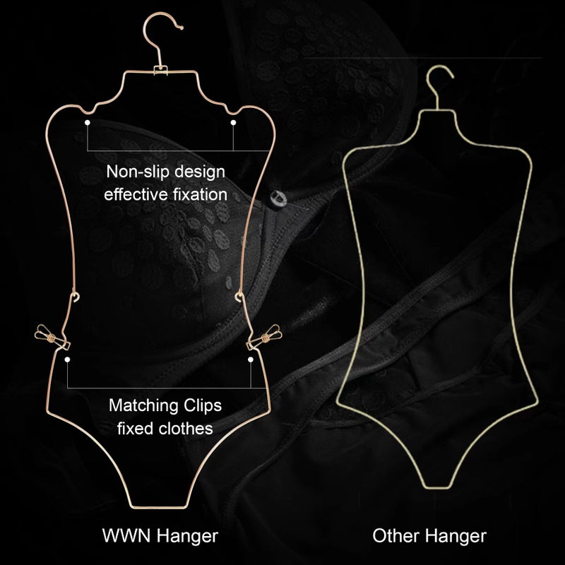 WWN Stylish Body Shape Bikini Hanger Wire Display Set of Ten - Metal Lingerie Hangers for Swimsuits and Bathing Suits Hangers - Showcase and Organize Your Swimwear Collection with Elegance (Gold) - Image 5