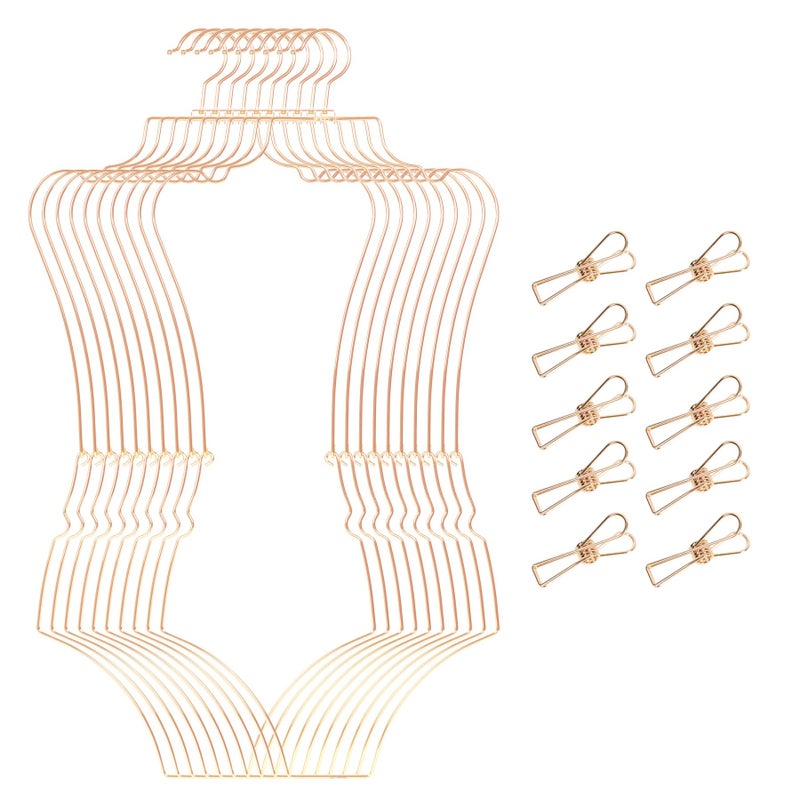 WWN Stylish Body Shape Bikini Hanger Wire Display Set of Ten - Metal Lingerie Hangers for Swimsuits and Bathing Suits Hangers - Showcase and Organize Your Swimwear Collection with Elegance (Gold) - Image 1