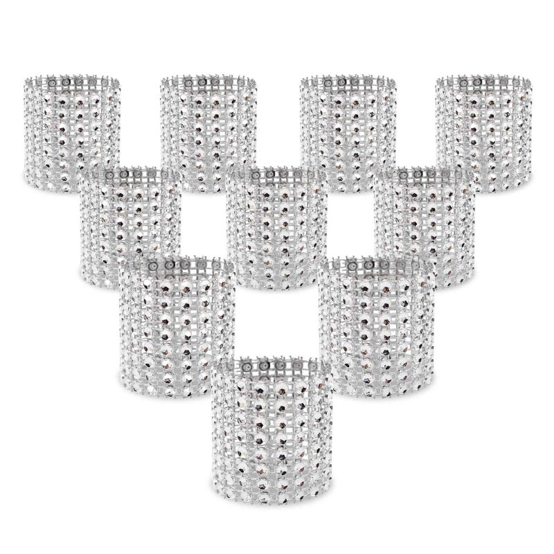 KPOSIYA KPOSIYA Napkin Rings Pack of 60 Rhinestone Napkin Rings Diamond Adornment for Place Settings Wedding Receptions Dinner or Holiday Parties Family Gatherings 60 Silver 