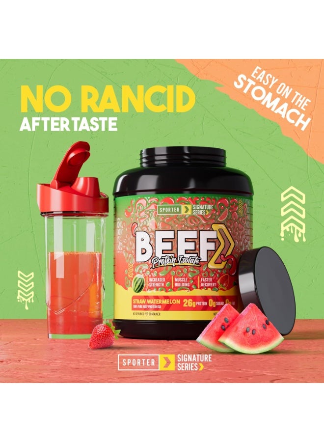 سبورتر بروتين لحم بقري معزول - بنكهة الفراولة والبطيخ، 4 أرطال | مسحوق بروتين لحم بقري مُحلل غني بالأحماض الأمينية ومحتوى عالٍ من البروتين - Image 2