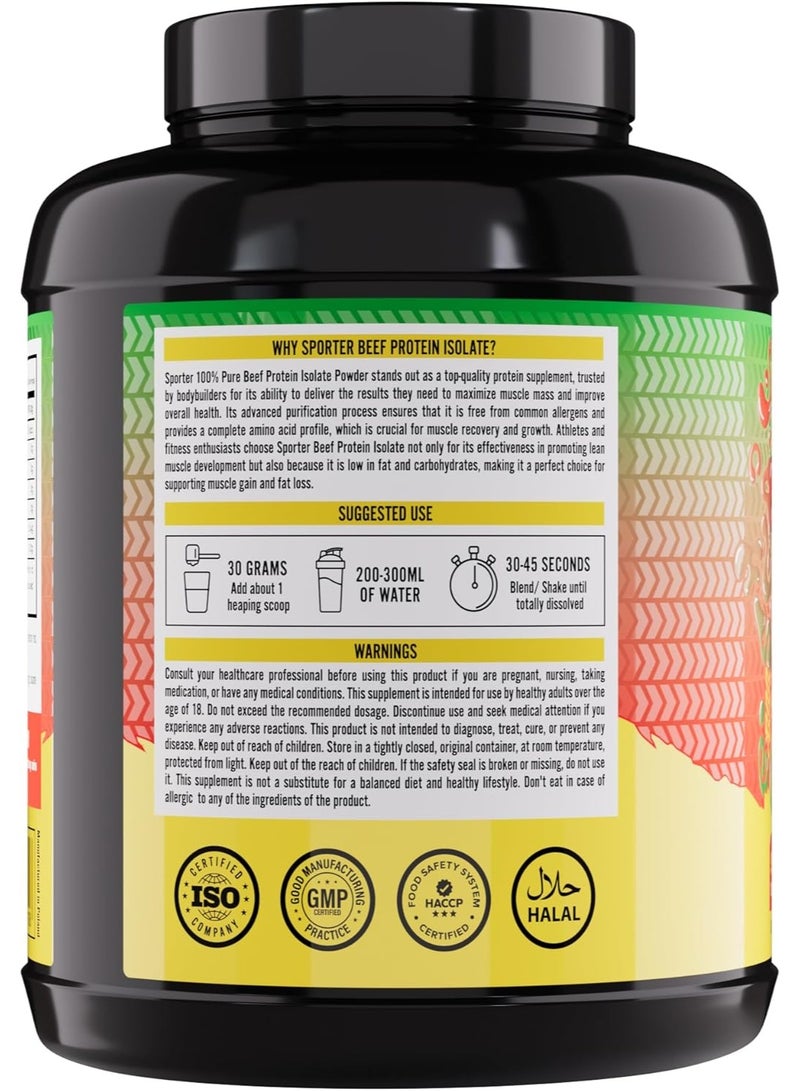 سبورتر بروتين لحم بقري معزول - بنكهة الفراولة والبطيخ، 4 أرطال | مسحوق بروتين لحم بقري مُحلل غني بالأحماض الأمينية ومحتوى عالٍ من البروتين - Image 3
