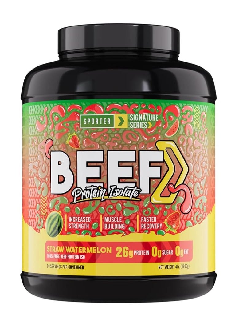 سبورتر بروتين لحم بقري معزول - بنكهة الفراولة والبطيخ، 4 أرطال | مسحوق بروتين لحم بقري مُحلل غني بالأحماض الأمينية ومحتوى عالٍ من البروتين - Image 1
