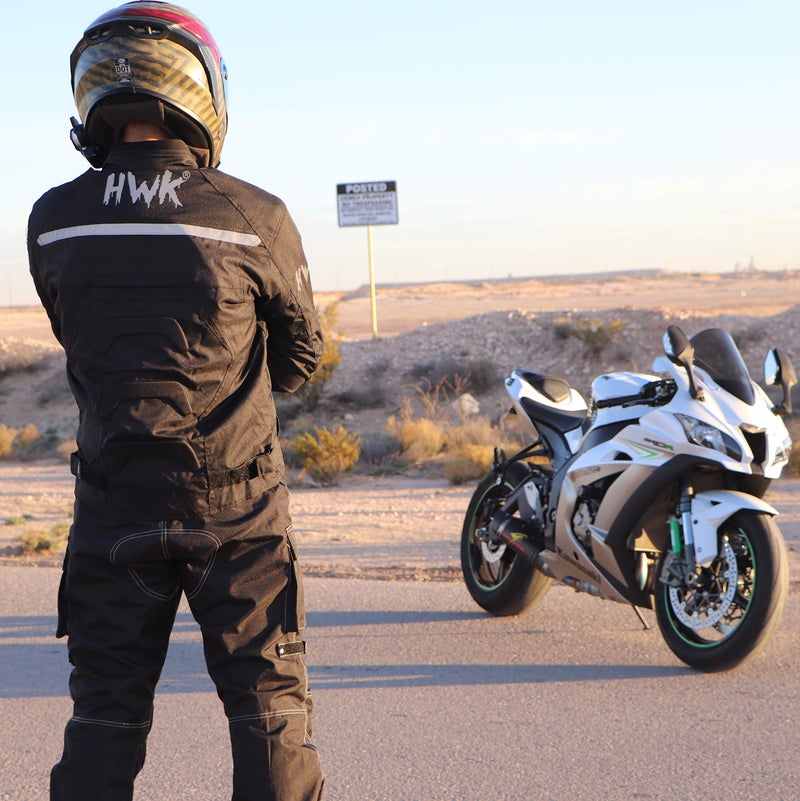 HWK Spyder Motorcycle Jacket for Men with Weather Resistant Cordura Textile Fabric for Enduro Motocross Jacket MEDIUM/BLACK - Image 5