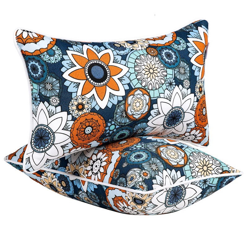 JMGBird 1220 Inch Outdoor Lumbar Pillows Pack of 2 Waterproof Throw Pillows with Insert Rectangular Decorative Garden Cushion for Home Furniture Patio Coach Sofa
