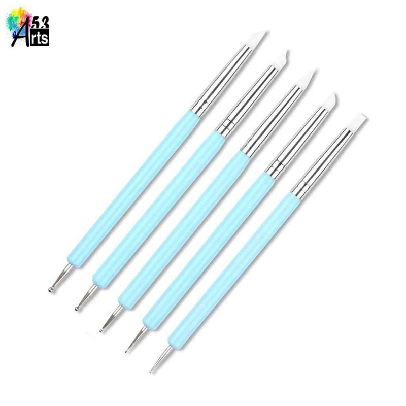 53 Arts 53ARTS Dotting Tools, Pen Dual Head UV Gel Carving Pen, Nail Silicone Brushes Set,Pottery Clay Sculpting Tools Modeling Painting Drawing Tool DIY Art Craft - Image 2