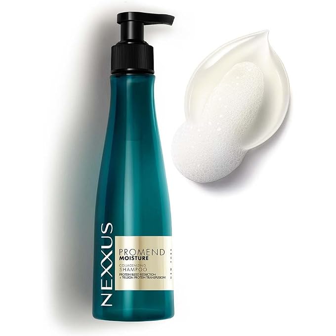 Nexxus Promend Moisture Collagenizing Shampoo For Dry Hair 250 ml | 2.3 X Smoother | 57% Less Frizz | Luxury White Rose Fragrance Profile - Image 1