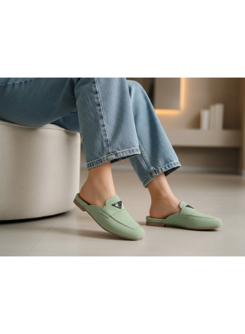 LIFESTYLISH Mule Suede Flat Stylish SB-24 - MintGreen - Image 1