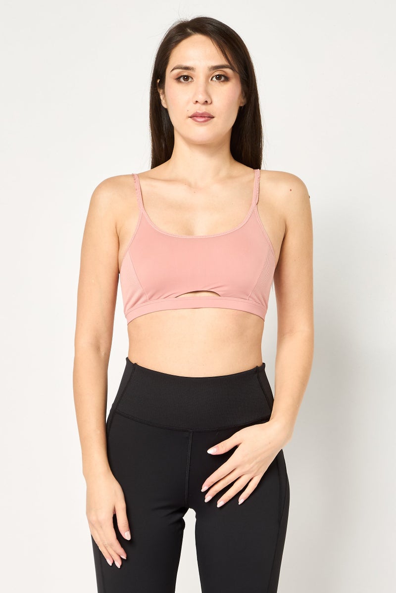 Nike Women Brand Logo Padded Sports Bra, Old Rose - Image 1