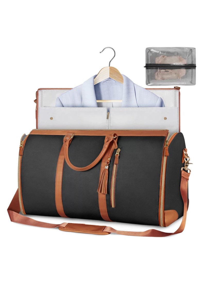 Ayeeb - Travel Duffel Foldable Blazer Cover Suit Bag, Quick Pack Large Carry-on Hand Luggage,Anti-wrinkle Zip Open Waterproof Portable Garment Duffle Baggage for Business Flights Honeymoon Vacation Trip (Rich Black) - Image 1