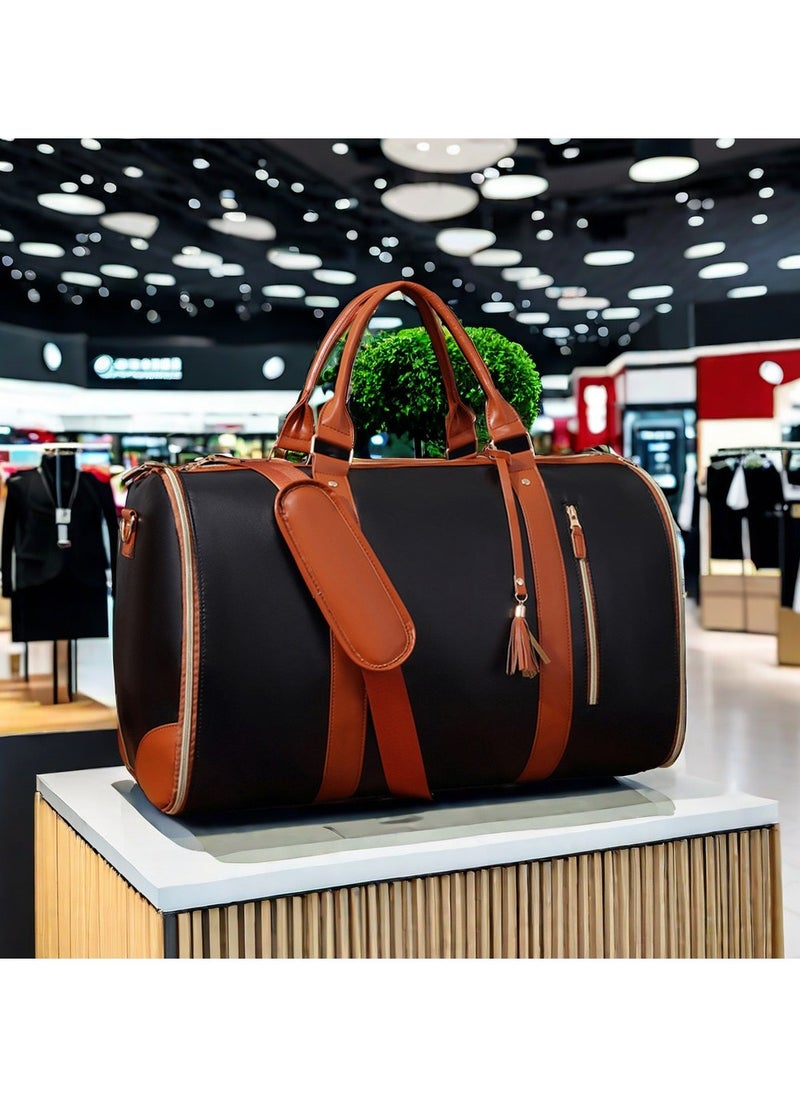 Ayeeb - Travel Duffel Foldable Blazer Cover Suit Bag, Quick Pack Large Carry-on Hand Luggage,Anti-wrinkle Zip Open Waterproof Portable Garment Duffle Baggage for Business Flights Honeymoon Vacation Trip (Rich Black) - Image 1