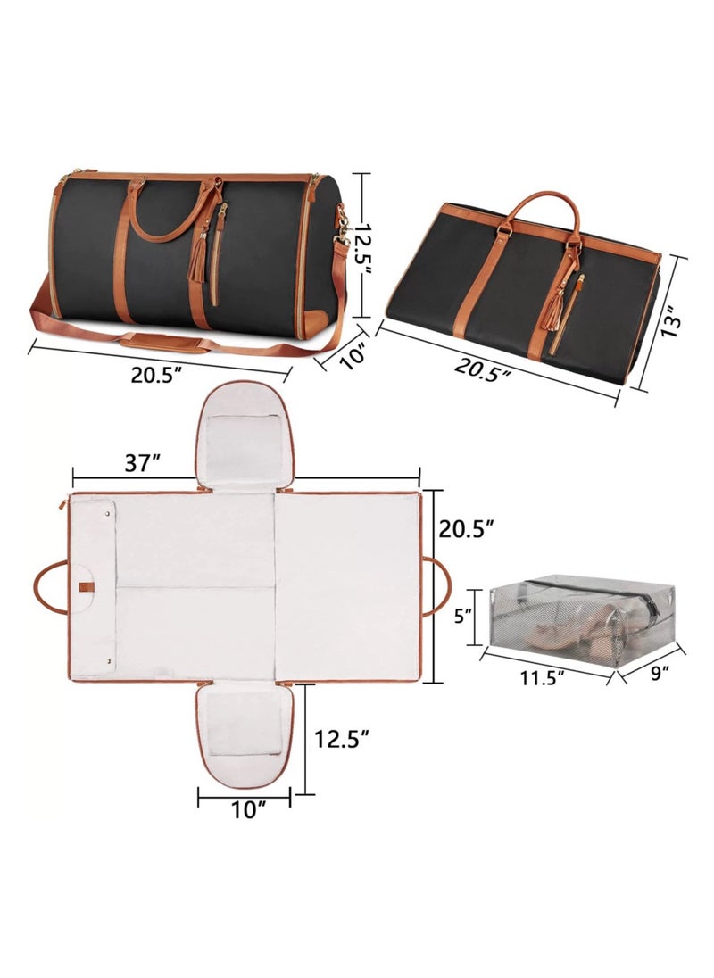 Ayeeb - Travel Duffel Foldable Blazer Cover Suit Bag, Quick Pack Large Carry-on Hand Luggage,Anti-wrinkle Zip Open Waterproof Portable Garment Duffle Baggage for Business Flights Honeymoon Vacation Trip (Rich Black) - Image 1