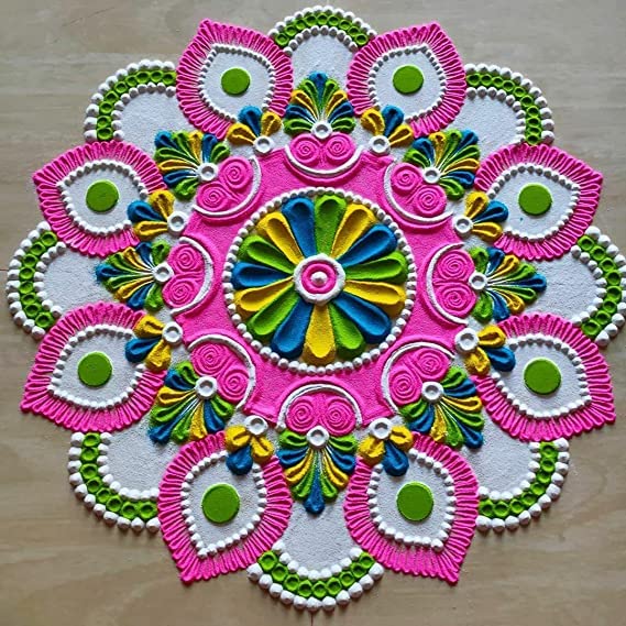 SOHAM SHREE ᵀᴹ: Rangoli Pencil Ready to Draw with 10 Colors (250gm Each) Red/Green/Blue/Yellow/Purple/Dark Pink/Black/White/Orange/Rama - Image 1