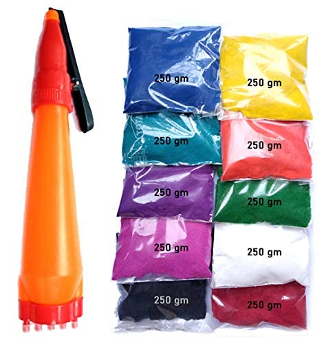 SOHAM SHREE ᵀᴹ: Rangoli Pencil Ready to Draw with 10 Colors (250gm Each) Red/Green/Blue/Yellow/Purple/Dark Pink/Black/White/Orange/Rama - Image 2