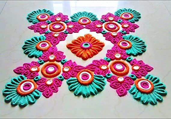SOHAM SHREE ᵀᴹ: Rangoli Pencil Ready to Draw with 10 Colors (250gm Each) Red/Green/Blue/Yellow/Purple/Dark Pink/Black/White/Orange/Rama - Image 4