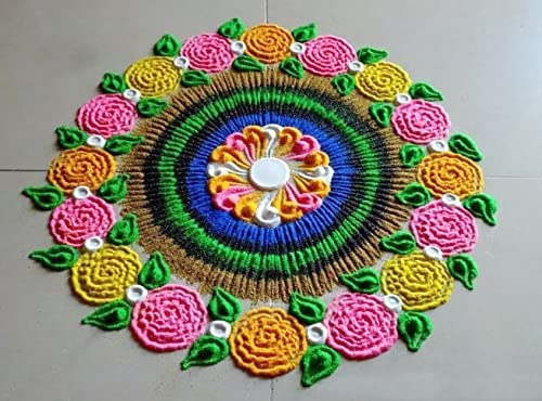 SOHAM SHREE ᵀᴹ: Rangoli Pencil Ready to Draw with 10 Colors (250gm Each) Red/Green/Blue/Yellow/Purple/Dark Pink/Black/White/Orange/Rama - Image 3