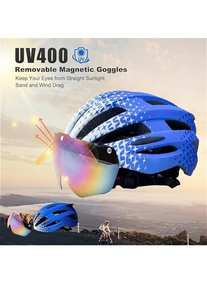 TRASSLE Bike Helmet for Adult Men and Women,Rear LED Light,Detachable Magnetic Goggles, Lightweight with Adjustable Side and Chin Straps - Image 2