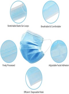 Dada 3 Layer Protective Disposable Single Wrapped Blue Face Masks, Flat And High Elastic Ear Loops, 50 Pcs/box, Each Mask Individually Wrapped  - Image 4