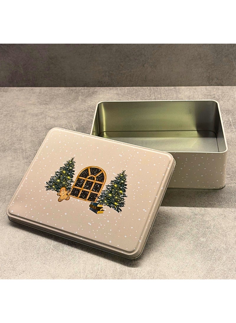 Sarkap Home Let It Snow Rectangular Decorative Metal Storage Box - Wood Model  - Image 2