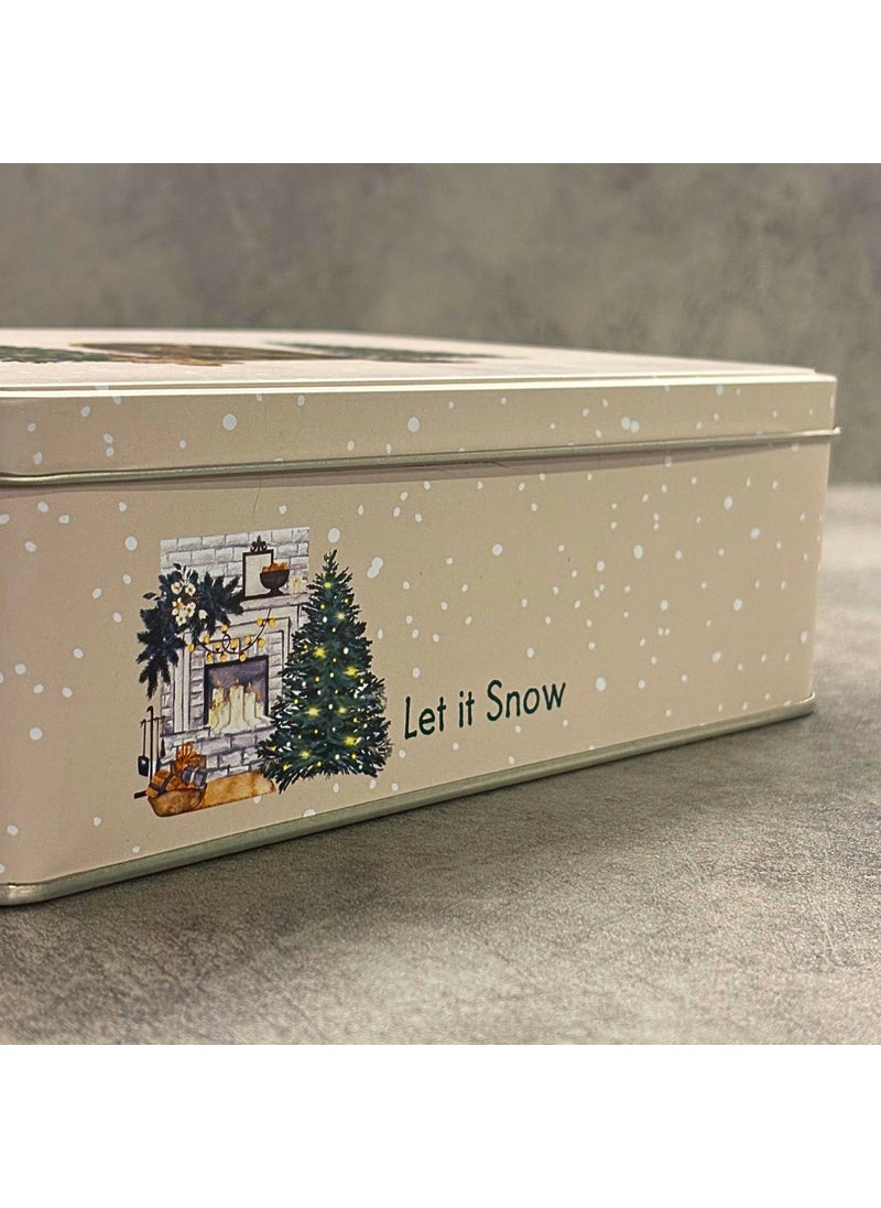 Sarkap Home Let It Snow Rectangular Decorative Metal Storage Box - Wood Model  - Image 3
