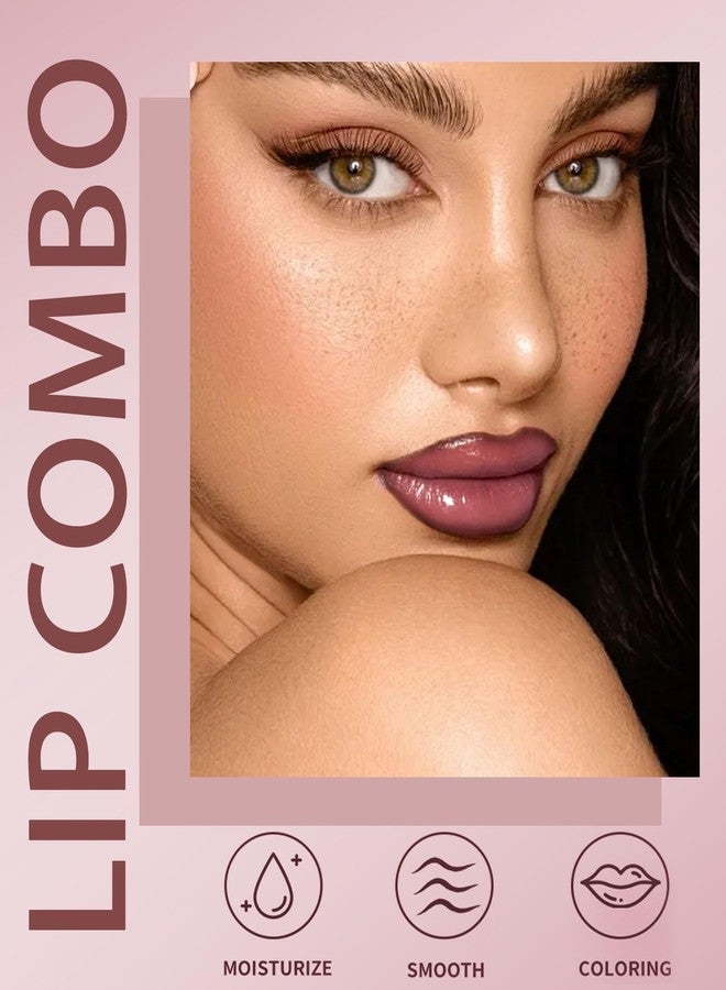 DuaTana 3Pcs Hydrating Lip Gloss with Brown Lip Liner Combo Set,Plumping Lip Liner Moisturizing Nude Tinted Lips Glow Oil,Lightweight Non Sticky Liquid Lipstick Women Lipstain Makeup Long Lasting Lipgloss-12 - Image 4
