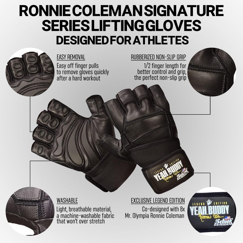 Schiek Ronnie Coleman Signature Series Lifting Gloves - Weight Lifting Grip Gloves (XS) - Image 3