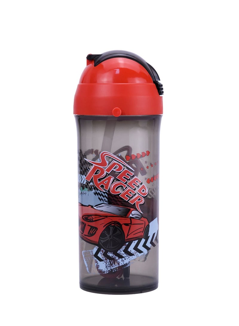 Herevin 610ml Speed Racer Printed School Bottle with Straw - BPA-Free Water Bottle Made from PP, TPE, Silicone & Stainless Steel – Leak-Proof & Durable Sipper Bottle for Kids - Image 2