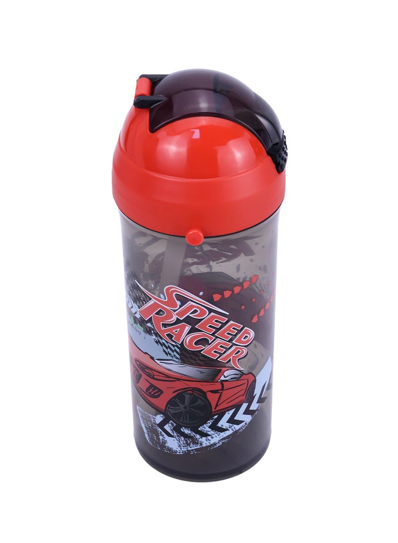 Herevin 610ml Speed Racer Printed School Bottle with Straw - BPA-Free Water Bottle Made from PP, TPE, Silicone & Stainless Steel – Leak-Proof & Durable Sipper Bottle for Kids - Image 5
