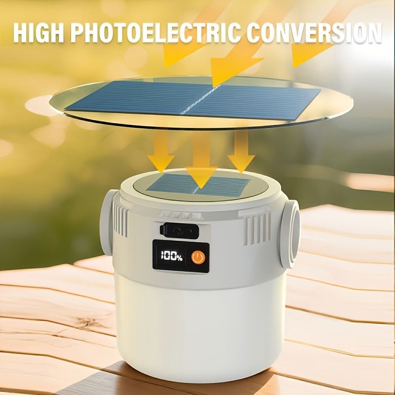 White 2 in 1 Solar and USB Rechargeable Camping Lantern Ultra Bright LED Portable Hanging Light - Image 5