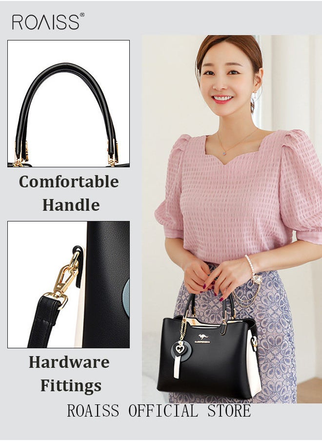roaiss - Leather Women Shoulder Bag Women's Handbag Elegant Patent Leather Bag Waterproof Handbag Shoulder Bag Women Large Capacity Bag - Image 1