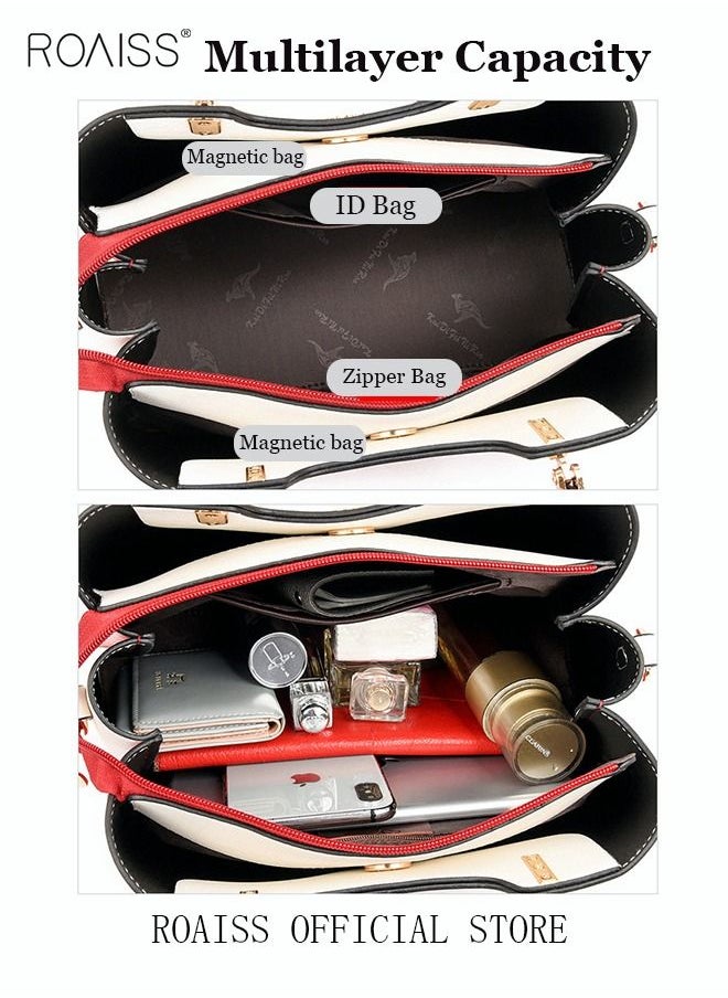 roaiss - Leather Women Shoulder Bag Women's Handbag Elegant Patent Leather Bag Waterproof Handbag Shoulder Bag Women Large Capacity Bag - Image 1