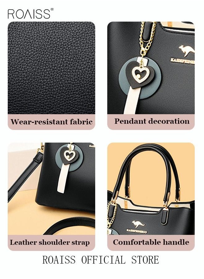 roaiss - Leather Women Shoulder Bag Women's Handbag Elegant Patent Leather Bag Waterproof Handbag Shoulder Bag Women Large Capacity Bag - Image 1