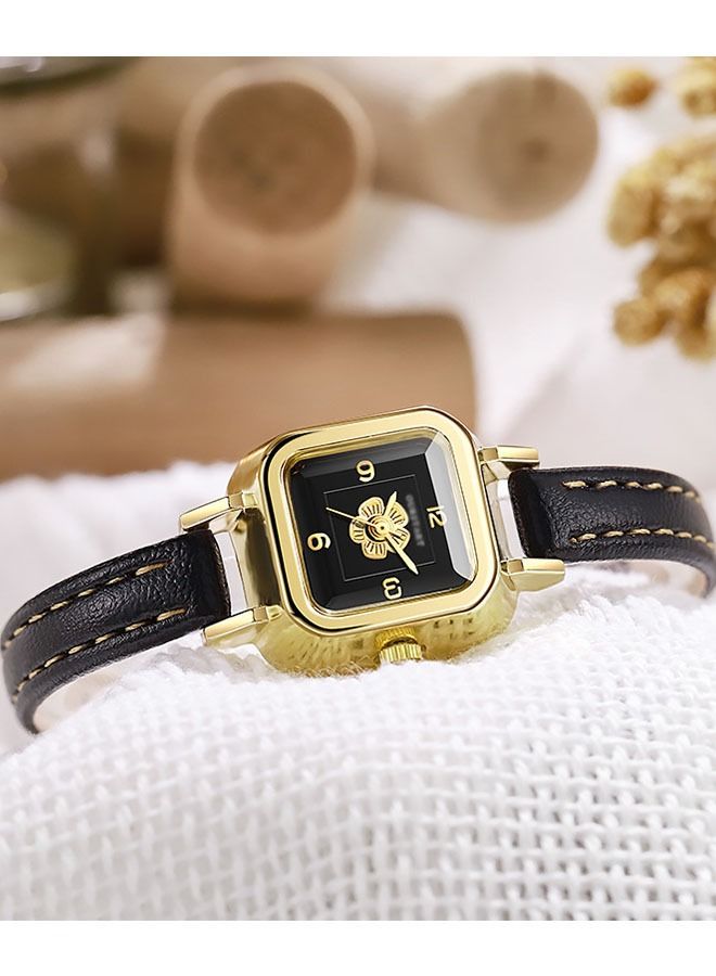 ساعة نسائية عصرية بحزام كوارتز على شكل زهرة مربعة صغيرة - Image 2