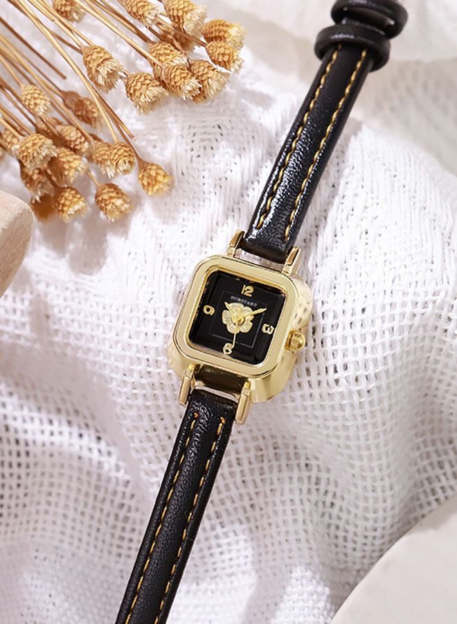 ساعة نسائية عصرية بحزام كوارتز على شكل زهرة مربعة صغيرة - Image 4