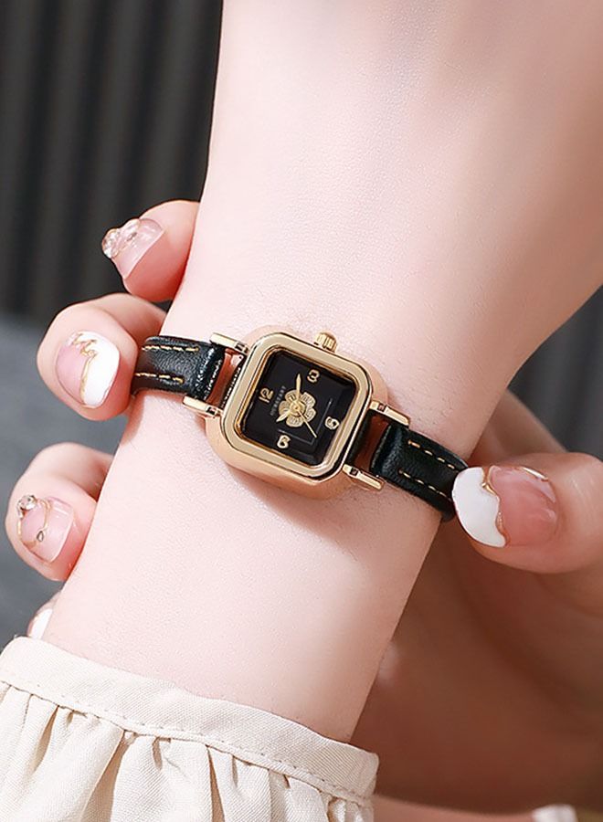 ساعة نسائية عصرية بحزام كوارتز على شكل زهرة مربعة صغيرة - Image 5