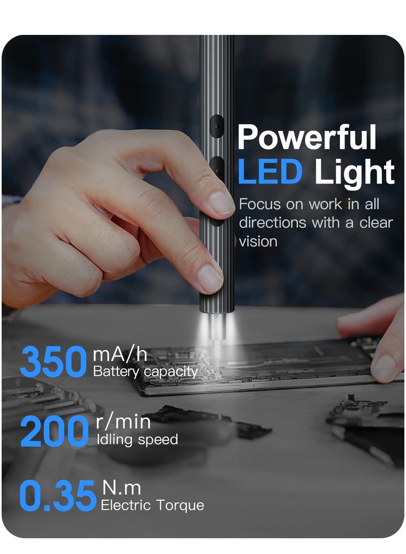 Zikra Mini Electric Screwdriver, 36 in 1 Cordless Precision Power Screwdriver Set with 30 Magnetic Bits, Rechargeable Repair Tool Kit with LED Lights Magnetic Mat, USB Charging, for Camera PC Laptops - Image 3