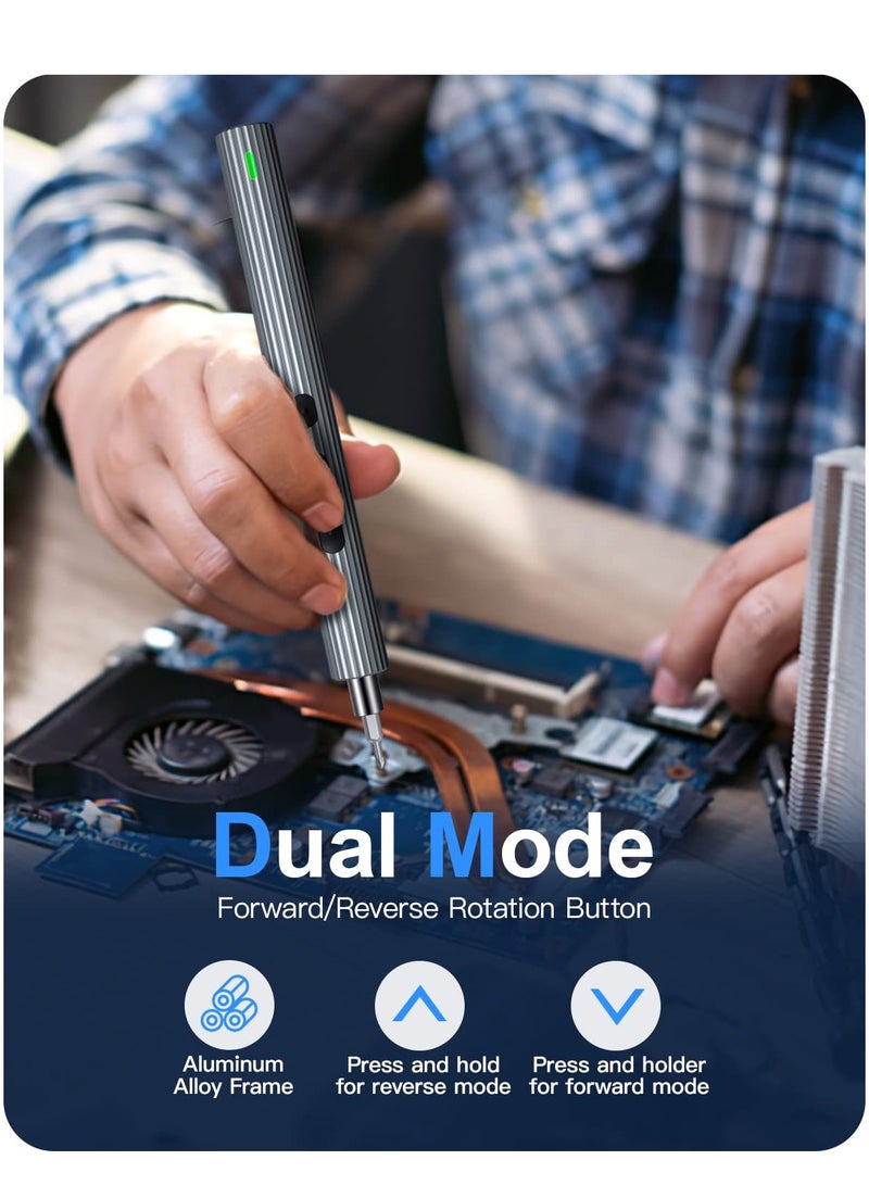 Zikra Mini Electric Screwdriver, 36 in 1 Cordless Precision Power Screwdriver Set with 30 Magnetic Bits, Rechargeable Repair Tool Kit with LED Lights Magnetic Mat, USB Charging, for Camera PC Laptops - Image 2