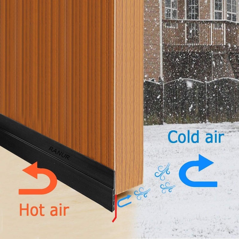 Vichip Silicon Door Bottom Sealing Strip Self Adhesive Door Gap Filler Rubber Door Bottom Sealing Strip Guard Protector from Cockroach Insect Bugs Air Dust Black - Image 4