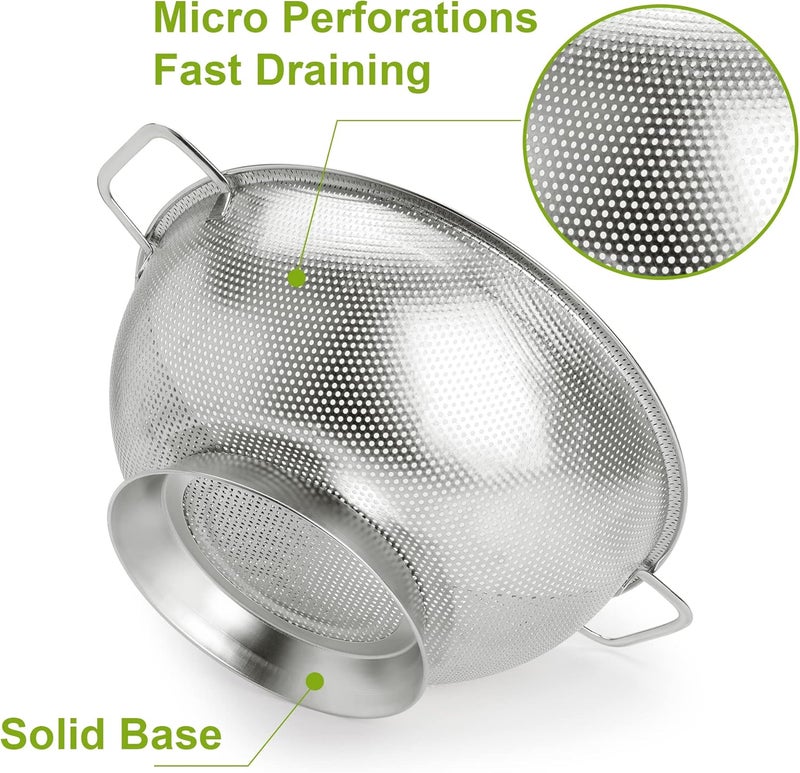 Gulex Colander Stainless Steel 3-Quart, Strainer for Kitchen Food, Dishwasher Safe - Image 3