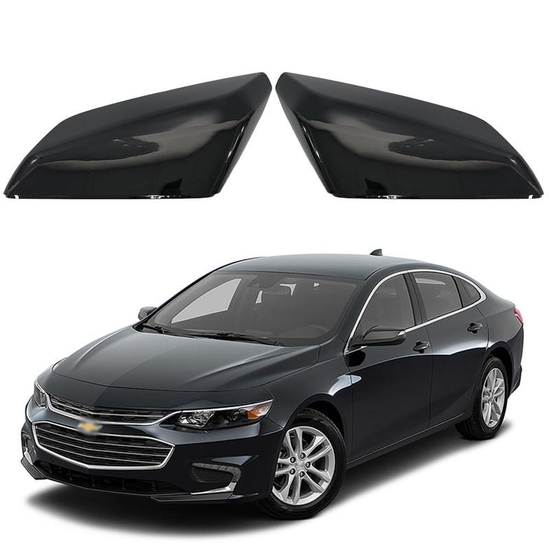 DIMEANI fit for Chevrolet Malibu Side Mirror Cover fit for 2016 2017 2018 2019 2020 2021 2022 2023 2024 2025 Chevy Malibu Passenger Driver Side Glossy Black 84026842 84026841