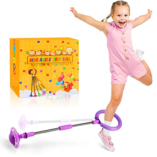 Chridark Ankle Skip Ball for Kids  Foldable Flash Wheel Skip Ball Outside Game Toys for Kids  Adults Gift for Boys  Girls Age 5 6 7 8 9 10 Years Old Purple - Image 1