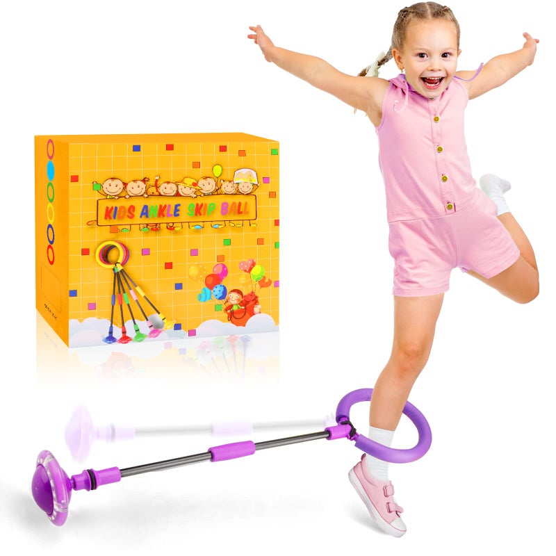Chridark Ankle Skip Ball for Kids  Foldable Flash Wheel Skip Ball Outside Game Toys for Kids  Adults Gift for Boys  Girls Age 5 6 7 8 9 10 Years Old Purple - Image 2