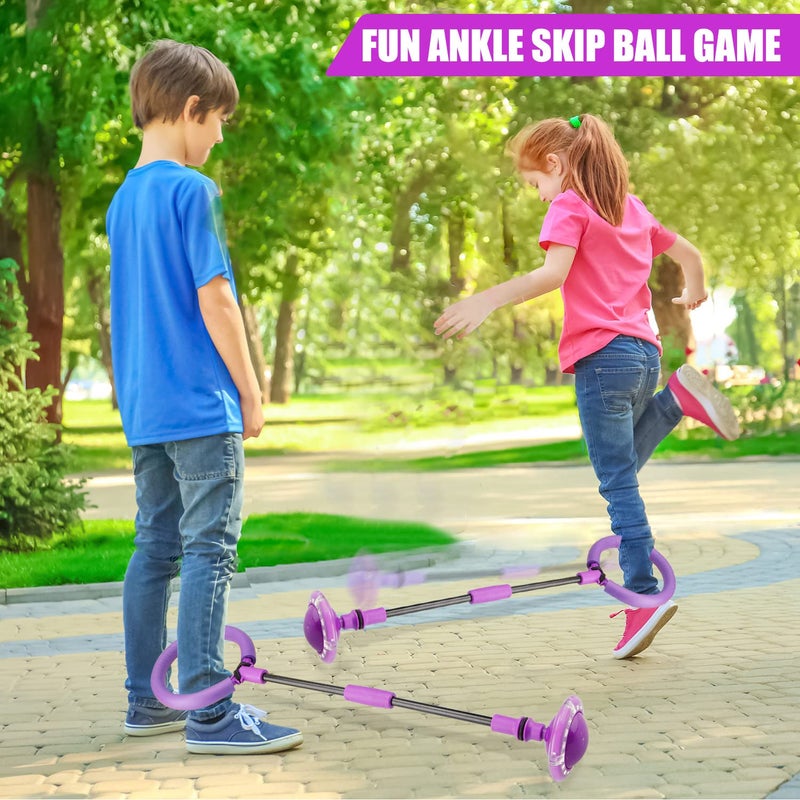 Chridark Ankle Skip Ball for Kids  Foldable Flash Wheel Skip Ball Outside Game Toys for Kids  Adults Gift for Boys  Girls Age 5 6 7 8 9 10 Years Old Purple - Image 3