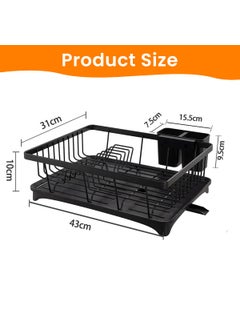 SUPVOX Supvox® Dish Drying Rack - Metal Large Capacity Dish Drainer Basket with Cutlery Holder & Drainage Spout, Kitchen Multifunction Dish Drying Rack Cup Drying Rack for Dishes, Knives, Spoons, and Forks  - Image 2