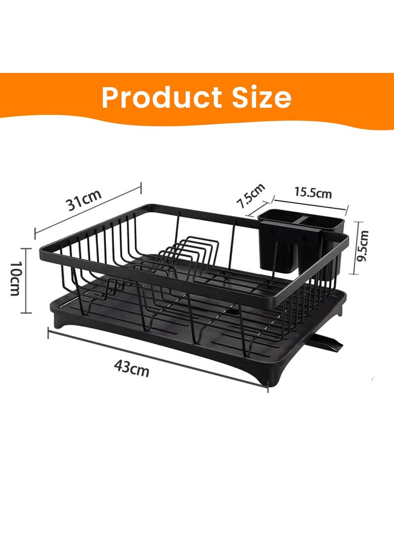 SUPVOX Supvox® Dish Drying Rack - Metal Large Capacity Dish Drainer Basket with Cutlery Holder & Drainage Spout, Kitchen Multifunction Dish Drying Rack Cup Drying Rack for Dishes, Knives, Spoons, and Forks  - Image 2