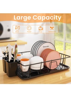 SUPVOX Supvox® Dish Drying Rack - Metal Large Capacity Dish Drainer Basket with Cutlery Holder & Drainage Spout, Kitchen Multifunction Dish Drying Rack Cup Drying Rack for Dishes, Knives, Spoons, and Forks  - Image 4